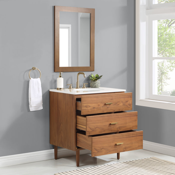 AllModern Dondi 30'' Freestanding Single Bathroom Vanity with Quartz